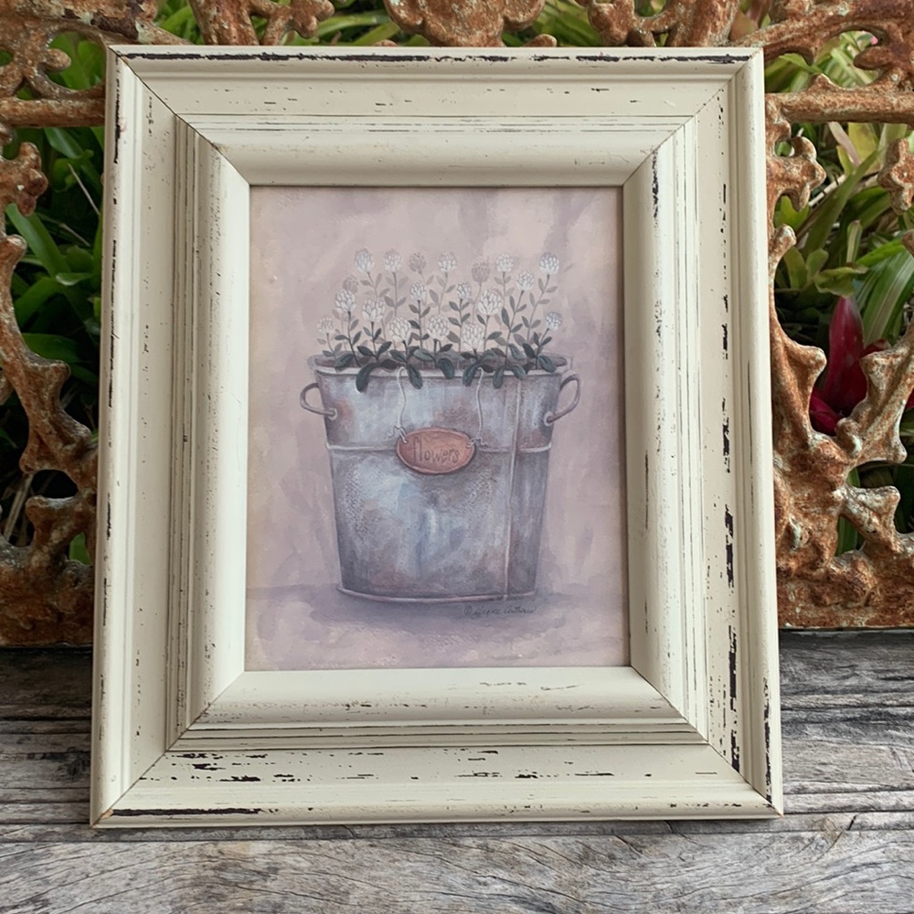 Rustic farmhouse Diane Arthurs Flower Bucket Framed